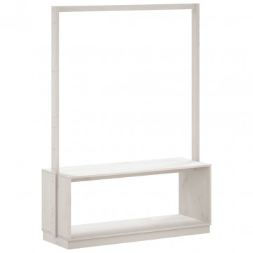 Cuier haine cu pantofar alb 113x40x157,5 cm lemn masiv de pin - Img 5