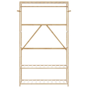 Cuier pentru haine cu rafturi, 110x40x175 cm, bambus - Img 3