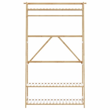 Cuier pentru haine cu rafturi, 110x40x180 cm, bambus - Img 3