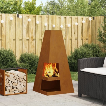 Cuptor de foc cu depozitare pentru lemne 50x50x100 cm Oțel rezistent la intemperii - Img 1