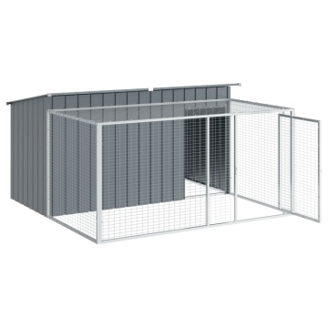 Cușcă câine cu țarc antracit 197x194x110 cm oțel galvanizat - Img 4