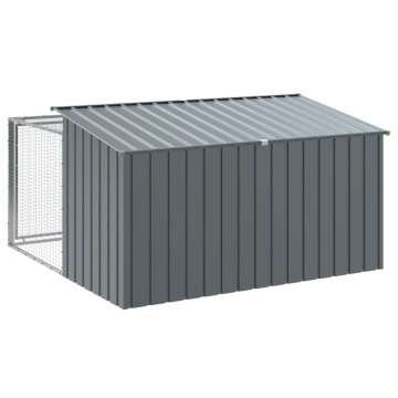 Cușcă câine cu țarc antracit 197x194x110 cm oțel galvanizat - Img 6