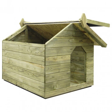 Cușcă câine grădină, acoperiș detașabil, lemn pin tratat - Img 6