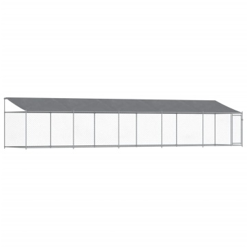 Cușcă câini cu acoperiș și ușă, gri, 10x2x2 m, oțel galvanizat - Img 2