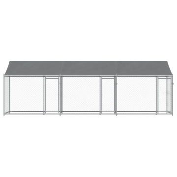 Cușcă câini cu acoperiș și uși, gri, 6x2x2 m, oțel galvanizat - Img 4