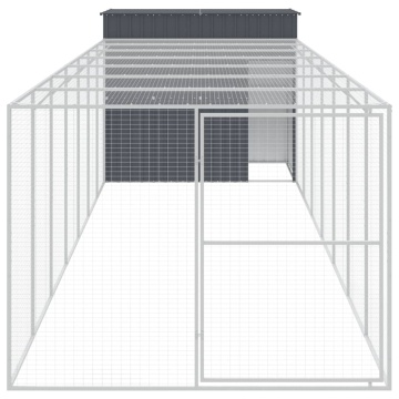 Cușcă de câine cu țarc antracit 214x865x181 cm oțel galvanizat - Img 3