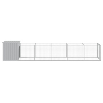 Cușcă de câine & țarc gri deschis 110x609x110cm oțel galvanizat - Img 4