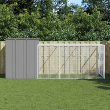 Cușcă de câine & țarc gri deschis 214x457x181cm oțel galvanizat - Img 1