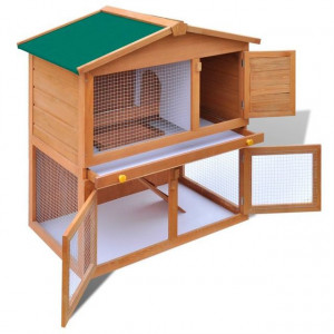 Cușcă de exterior iepuri cușcă adăpost animale mici 3 uși lemn - Img 4