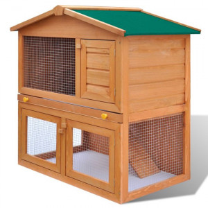 Cușcă de exterior iepuri cușcă adăpost animale mici 3 uși lemn - Img 1