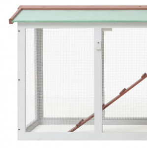 Cușcă exterior pentru iepuri mare maro&alb 145x45x85 cm lemn - Img 4