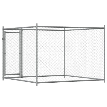 Cușcă pentru câini cu ușă, gri, 2x2x1,5 m, oțel galvanizat - Img 5