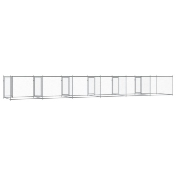 Cușcă pentru câini cu uși, gri, 12x2x1,5 m, oțel galvanizat - Img 5