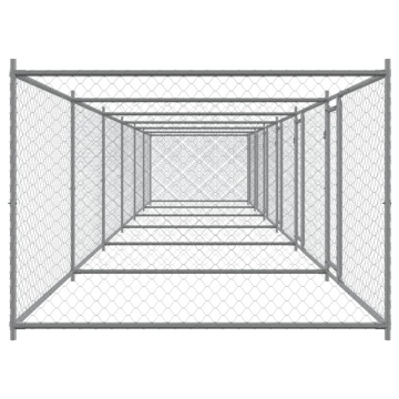 Cușcă pentru câini cu uși, gri, 12x2x1,5 m, oțel galvanizat - Img 8