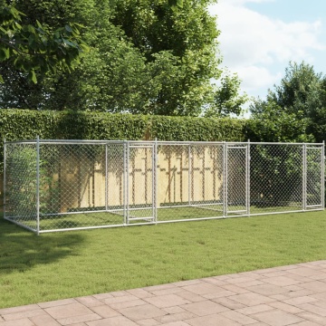 Cușcă pentru câini cu uși, gri, 6x2x1,5 m, oțel galvanizat - Img 1