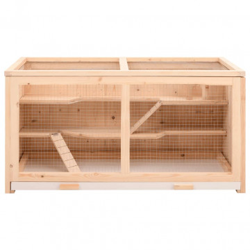 Cușcă pentru hamsteri, 89,5x45x45 cm, lemn masiv de brad - Img 4
