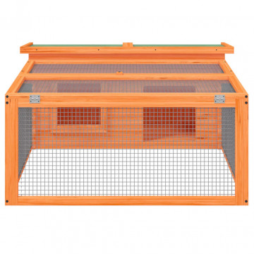 Cușcă pentru iepuri, maro, 117,5x97x47,5 cm, lemn masiv de pin - Img 3