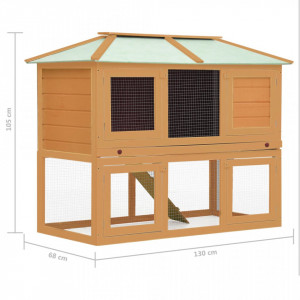 Cușcă pentru iepuri și alte animale, 2 niveluri, lemn - Img 6