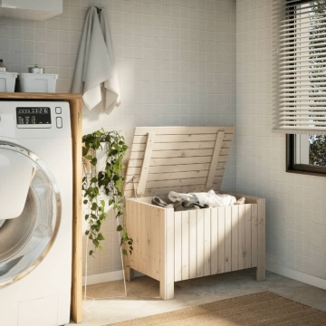 Cutie de depozitare cu capac "RANA" 80x49x54 cm, lemn masiv pin - Img 3