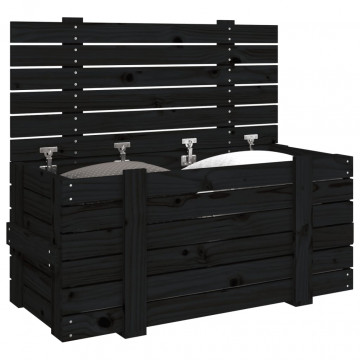 Cutie de depozitare, negru, 91x40,5x42 cm, lemn masiv de pin - Img 4
