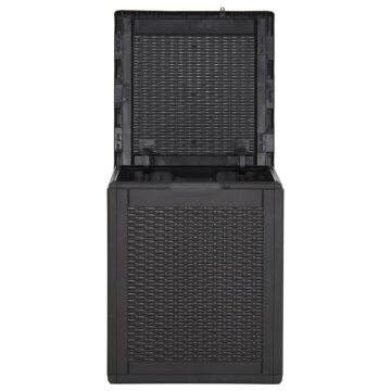 Cutie de depozitare pentru grădină, negru, 90L, PP ratan - Img 2