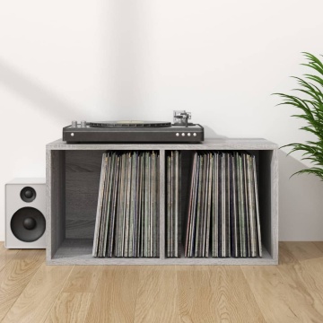 Cutie de depozitare viniluri, gri sonoma, 71x34x36 cm, lemn - Img 1