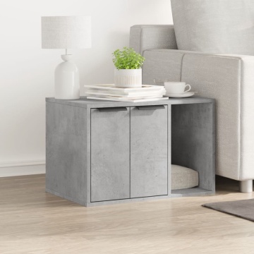 Cutie litieră pisici gri beton 60x40x40 cm lemn prelucrat - Img 3