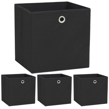Cutii de depozitare, 4 buc., negru 32x32x32 cm material nețesut - Img 1