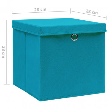 Cutii depozitare cu capace, 10 buc., albastru, 28x28x28 cm - Img 4