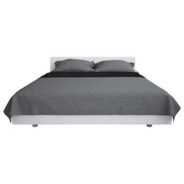 Cuvertură matlasată cu două fețe, 170x210 cm, gri și negru - Img 3