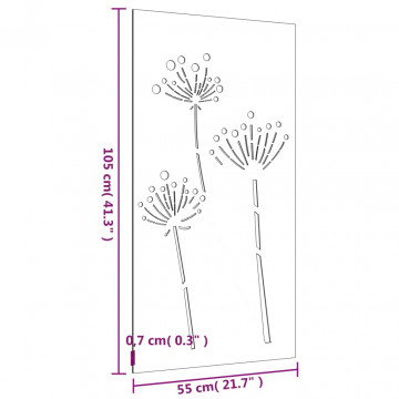 Decor perete de grădină 105x55 cm design flori oțel Corten - Img 7