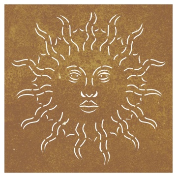 Decor perete de grădină 55x55 cm design soare oțel Corten - Img 4
