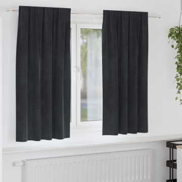 Draperii blackout cu bandă de susținere 2 bucăți Catifea Neagră - Img 1