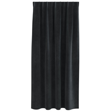 Draperii blackout cu bandă de susținere 2 bucăți Catifea Neagră - Img 3