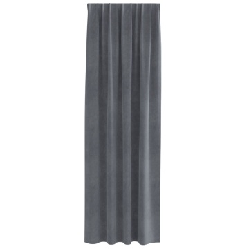 Draperii blackout cu bandă superioară 2 bucăți Gri deschis catifea - Img 3