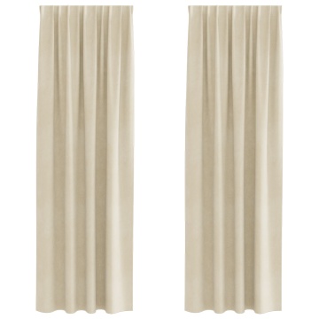 Draperii Blackout cu bandă superioară 2 piese Crema Catifea - Img 2