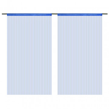 Draperii cu franjuri, 2 buc., 100 x 250 cm, albastru - Img 1