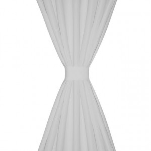 Draperii micro-satin cu bride, 2 buc, 140 x 225 cm, alb - Img 3