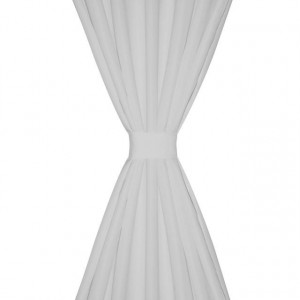 Draperii micro-satin cu bride, 2 buc, 140 x 225 cm, alb - Img 6