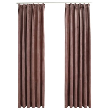 Draperii opace 2 buc. roz antichizat 140x175 cm catifea cârlige - Img 2