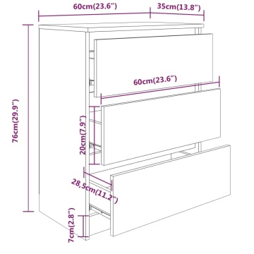 Dulap, alb, 60 x 35 x 76 cm, lemn prelucrat - Img 5