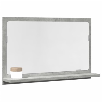 Dulap baie cu oglindă, gri beton, 60x11x37 cm, lemn prelucrat - Img 1