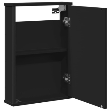 Dulap baie cu oglindă negru 42x12x60 cm lemn compozit - Img 8