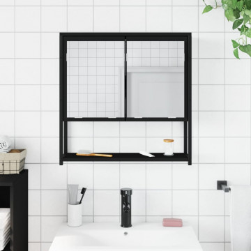 Dulap baie cu oglindă negru 60x16x60 cm lemn compozit - Img 3