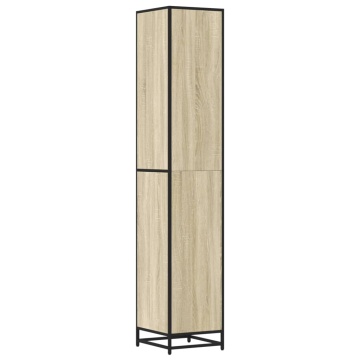 Dulap baie stejar sonoma 35x37,5x188,5 cm lemn prelucrat/metal - Img 6