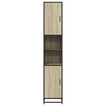 Dulap baie stejar sonoma 35x37,5x188,5 cm lemn prelucrat/metal - Img 8