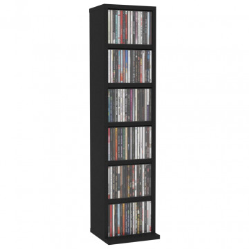 Dulap CD-uri, negru, 21x20x88 cm, lemn compozit - Img 3