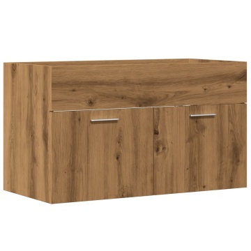 Dulap chiuvetă baie, stejar artizanal 90x38,5x46 cm lemn - Img 2