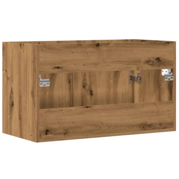 Dulap chiuvetă baie, stejar artizanal 90x38,5x46 cm lemn - Img 5