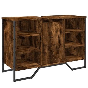 Dulap chiuvetă baie, stejar fumuriu, 91x35x60 cm lemn prelucrat - Img 2